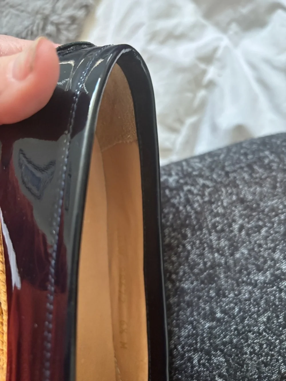 Stuart Weitzman Black Patent Leather Espadrille Loafers worn twice 6 1/2